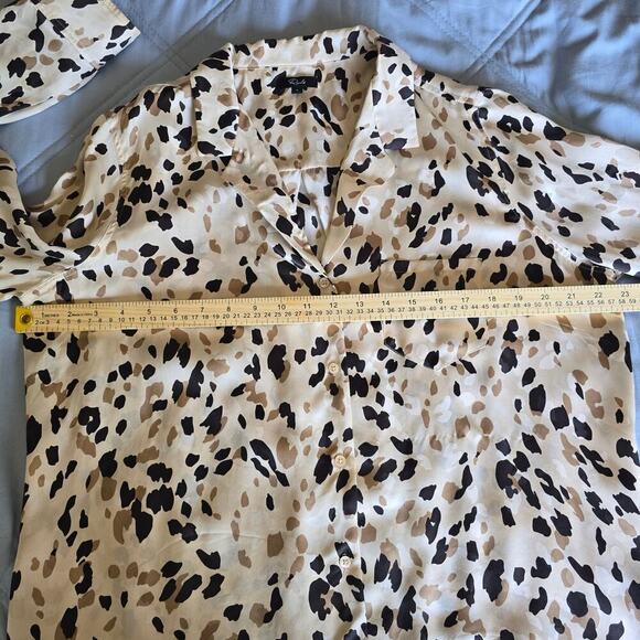 Rails Rebel Abstract Animal Print Silk Blouse Workwear Minimalist Luxe Sz L - Picture 6 of 9